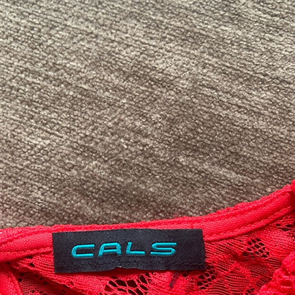 Red open back lace dress - Picture 2 of 5